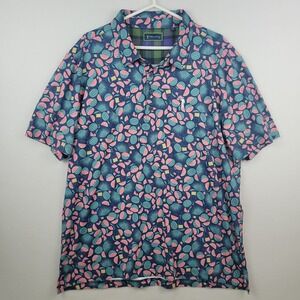 William Murray Mens Button Up Shirt Blue XL Watermelon Print Golf Casual Stretch